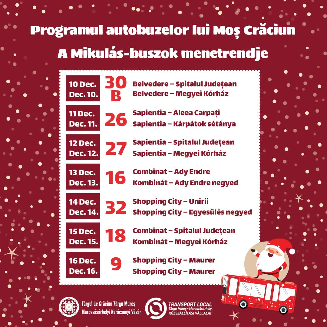 Programul autobuzelor lui Moș Crăciun