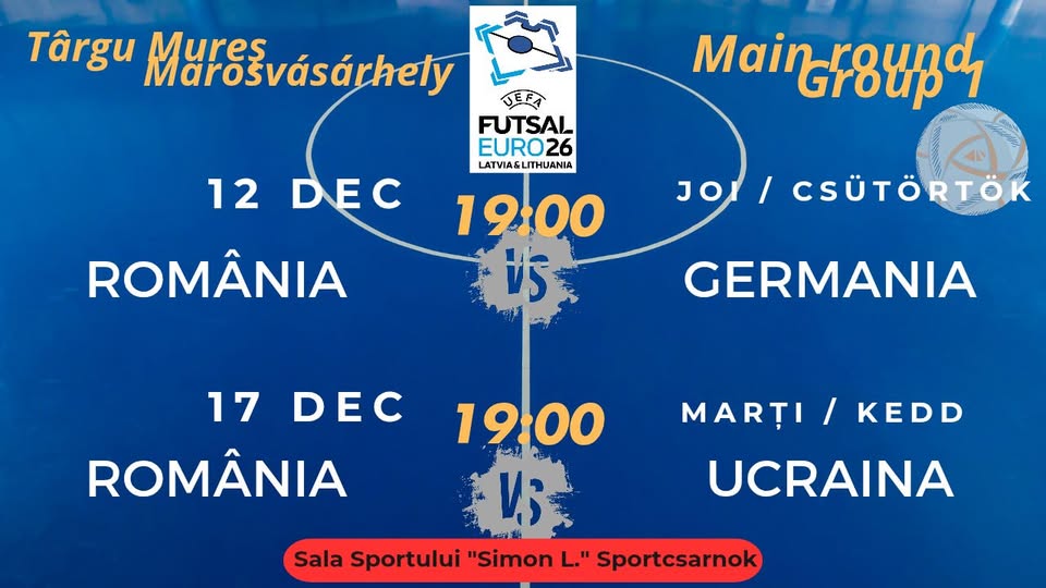 Preliminariile campionatului european de futsal la Târgu Mureș