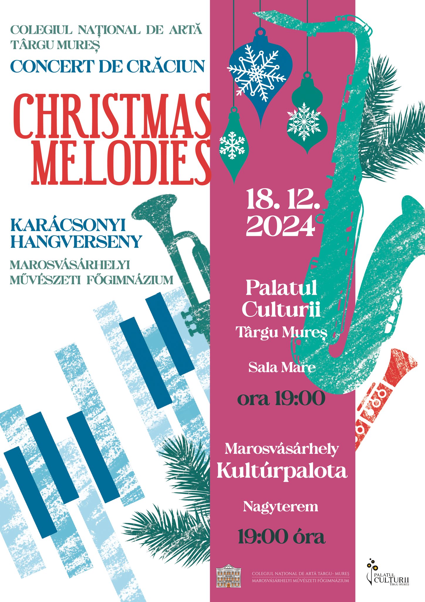 Concert de Crăciun „Christmas Melodies” al Colegiului Național de Artă Târgu Mureș