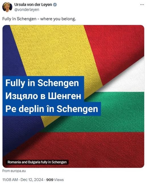 Consiliul JAI a aprobat aderarea deplină a României şi Bulgariei la spaţiul Schengen de la 1 ianuarie 2025