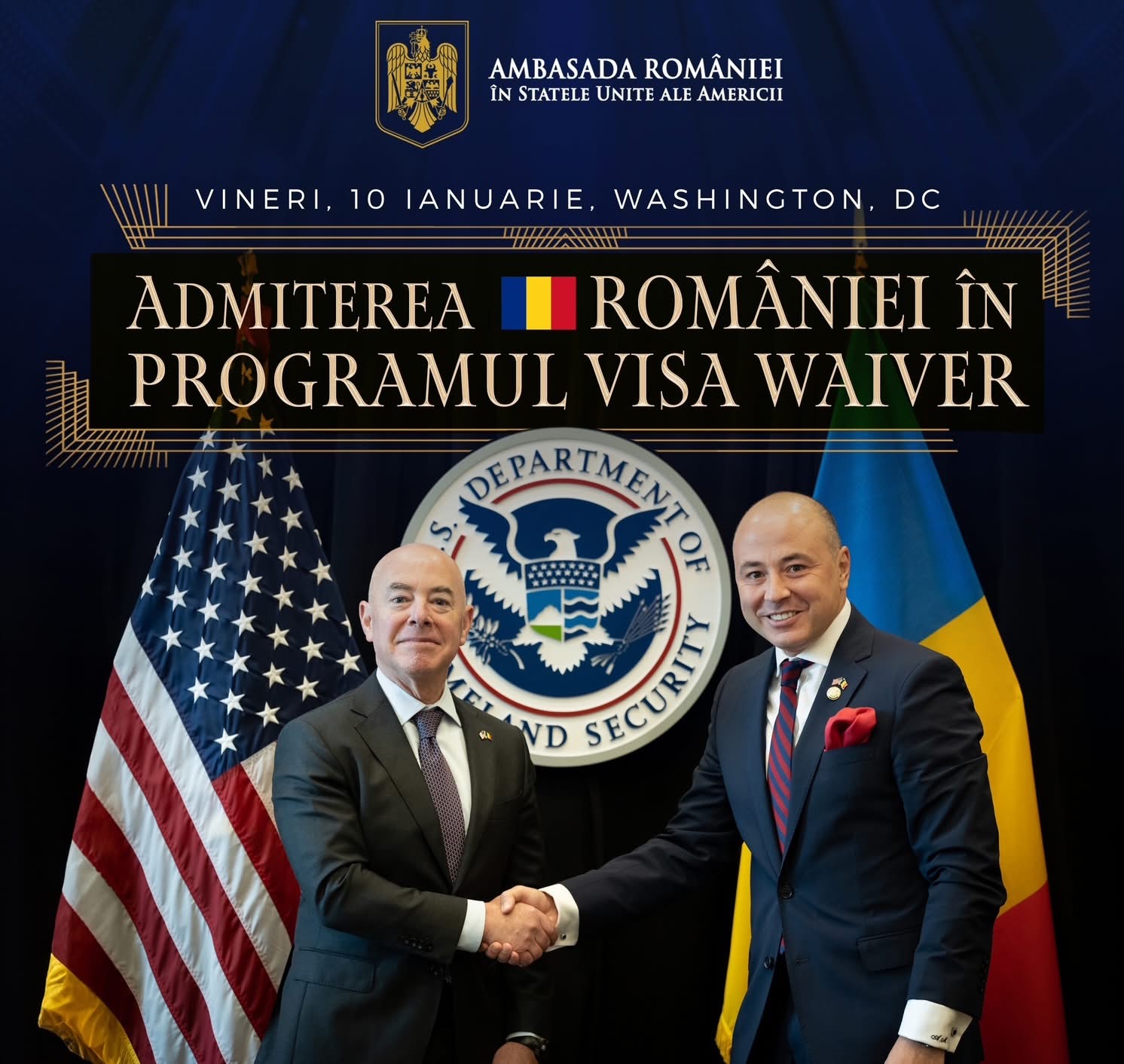 Secretarul Mayorkas și Secretarul Blinken anunță accederea României în Programul Visa Waiver