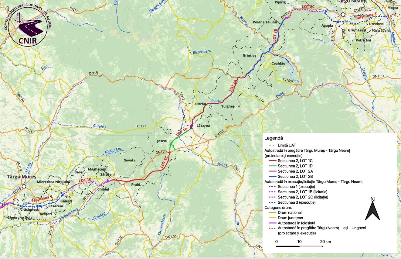 Contractul de supervizare a lucrărilor pe lotul 1 C Sărăţeni-Joseni al Autostrăzii Unirii, lansat în licitaţie 