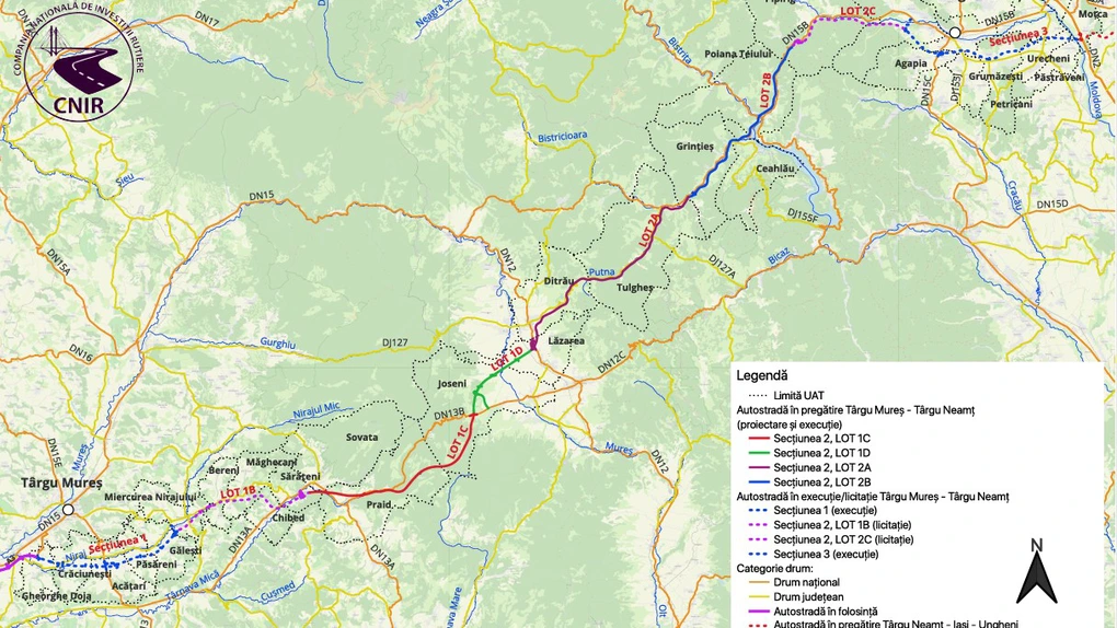 Autostrada Unirii A8: CNIR a primit 9 oferte pe traseul secțiunii Târgu Mureș – Târgu Neamț