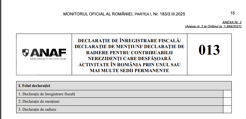 Declarația 013, destinată firmelor nerezidente, a fost completată de ANAF cu impozitul pe construcții