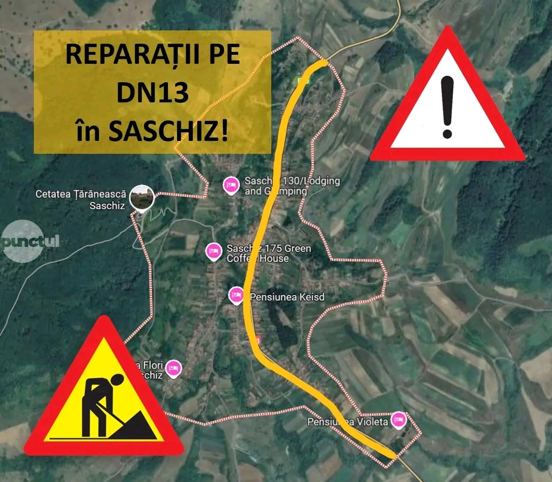 ATENȚIE – restricții de circulație pe DN13, pe raza comunei Saschiz