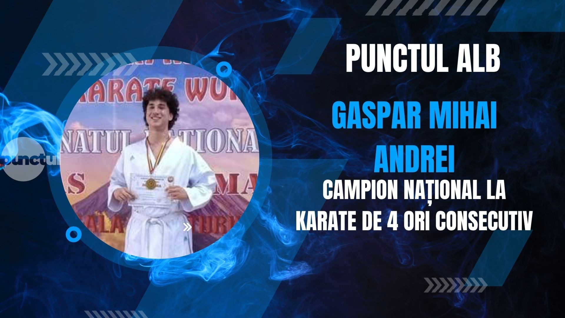 Punctul alb pentru mureșeanul Gaspar Mihai Andrei de 4 ori Campion National la karate