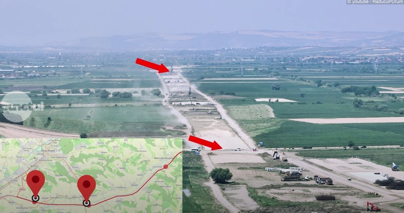 (Video) Autostrada A8: lucrări în plină desfășurare pe secțiunea Târgu Mureș – Miercurea Nirajului