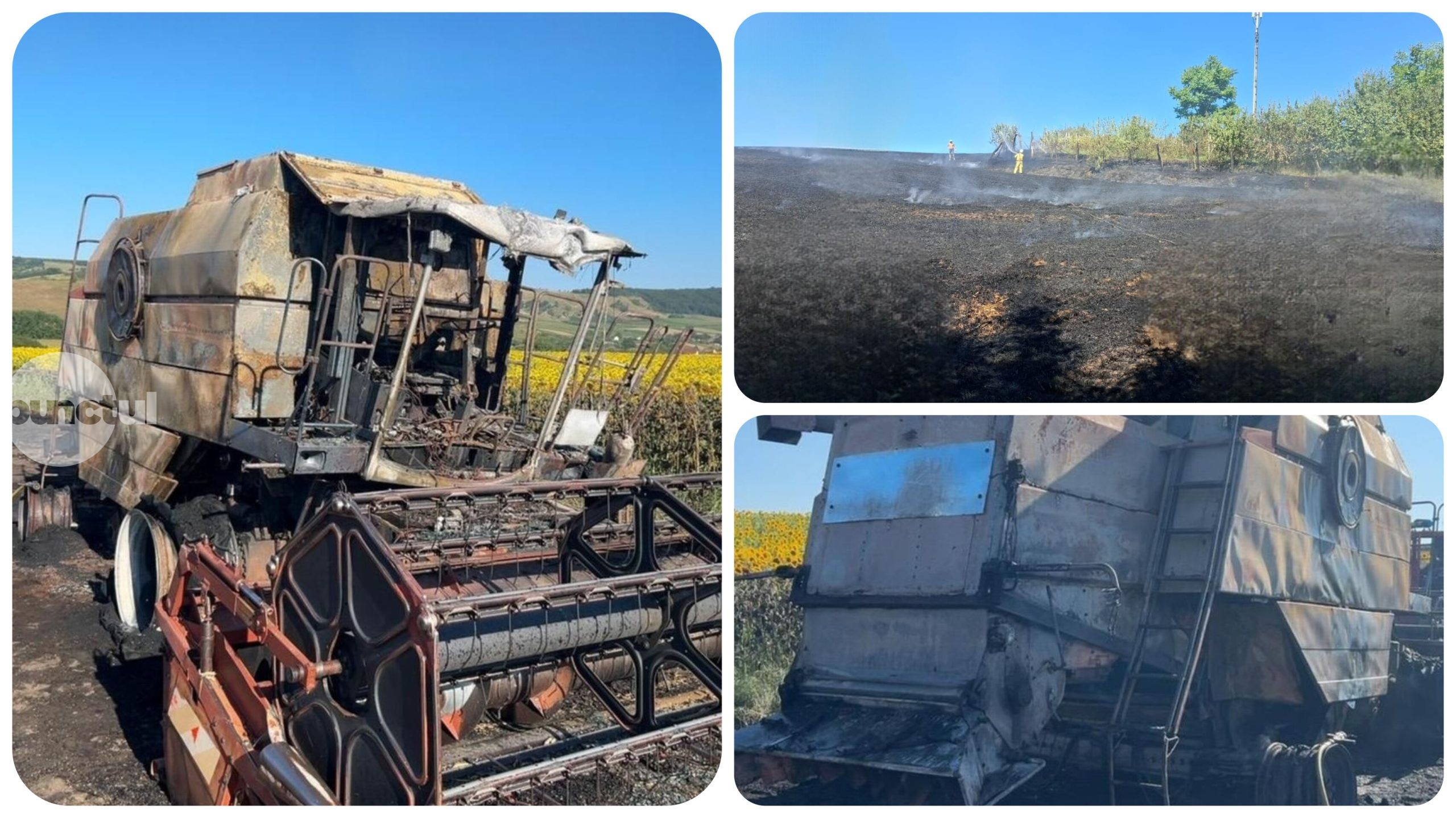 Un incendiu la o combină a aprins 1,5 hectare de grâu în Căpușu de Câmpie