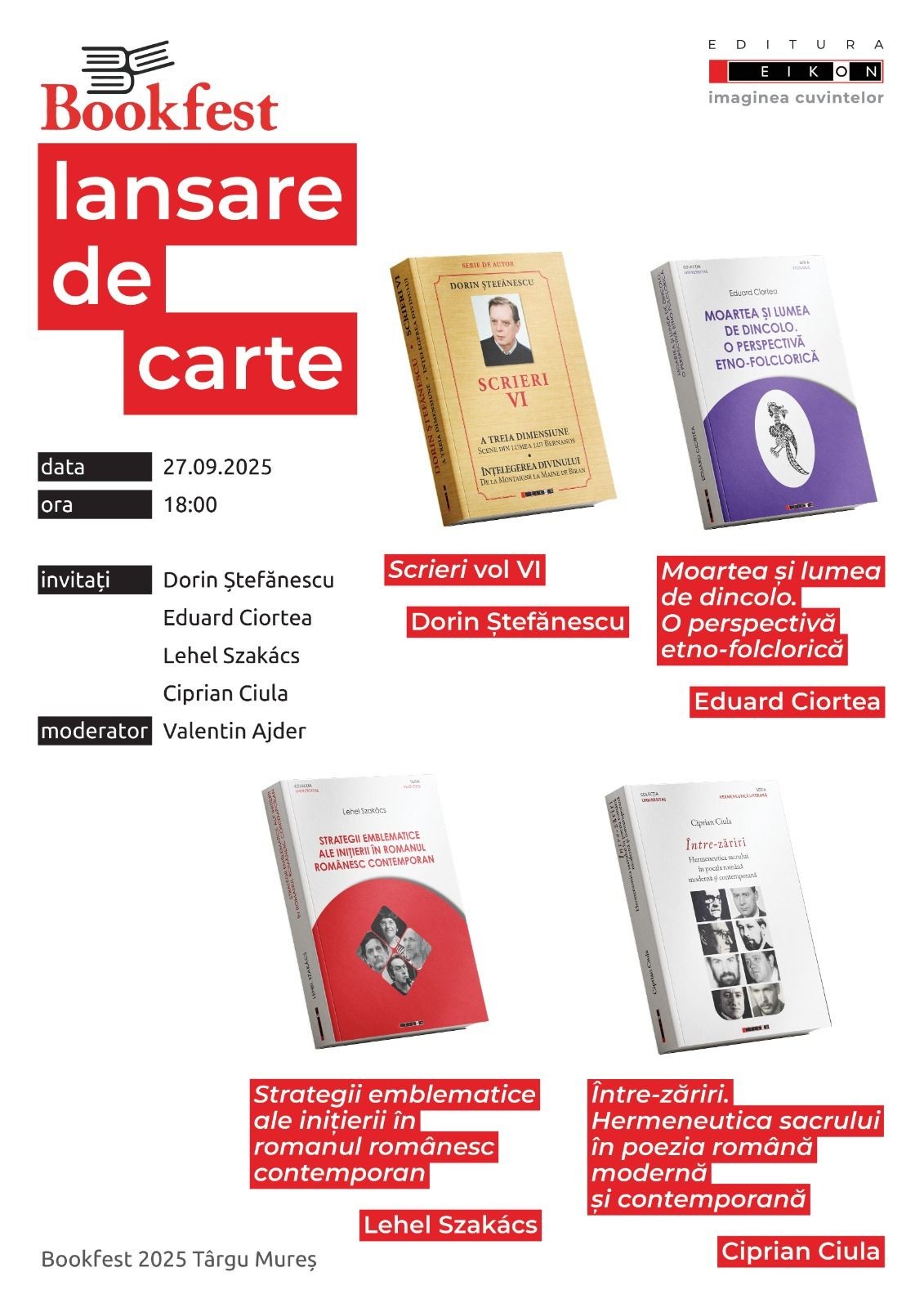 Se deschide a X-a ediţie a Salonului de Carte Bookfest de la Târgu Mureş