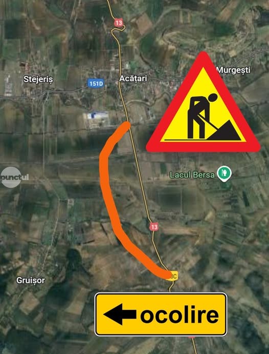 ATENȚIE – deviere de circulație pe DN13, în zona localității Acățari, județul #Mureș!