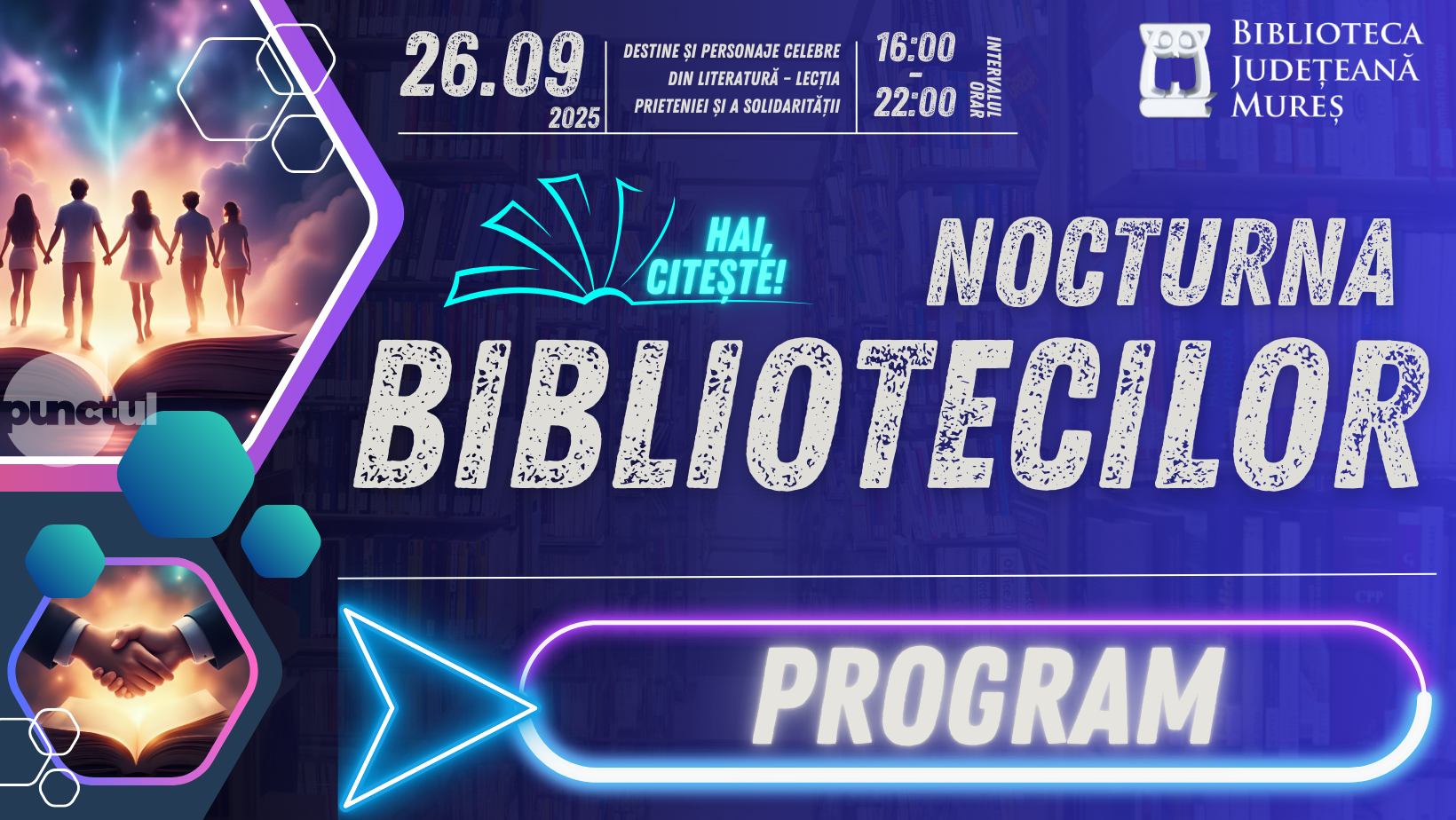 6 ore de povești, ateliere și spectacole, vineri, la Nocturna Bibliotecilor din Târgu Mureș