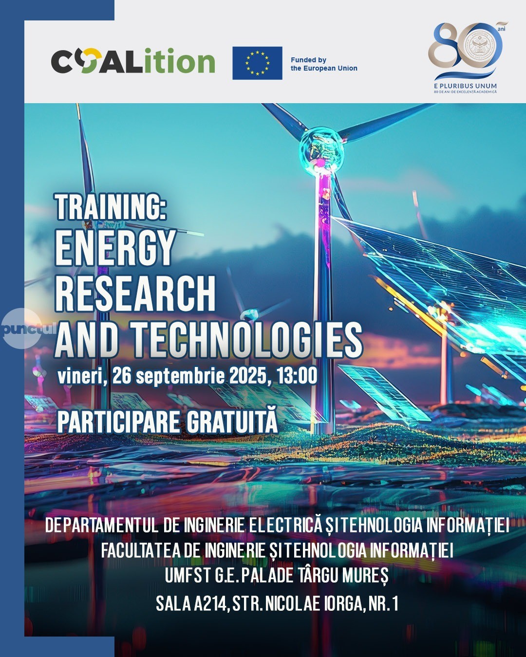„Energy research and technologies” – un nou training în cadrul proiectului european COALition la UMFST, dedicat sistemelor energetice ale viitorului