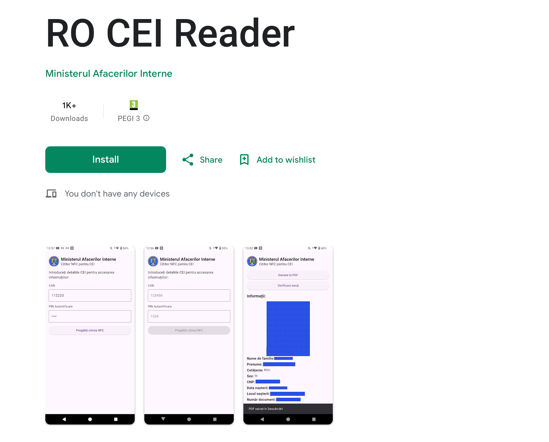 De azi RoCEIReader permite citirea datelor de domiciliu din cartea electronică de identitate