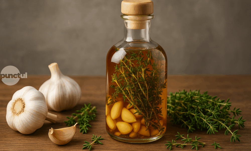 Oțetul macerat cu usturoi și cimbru – remediul natural pentru imunitate și sănătatea căilor respiratorii