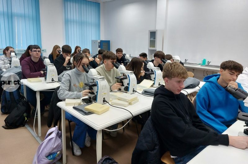 Liceeni de la Papiu descoperă tainele preparatelor histologice în laboratoare
