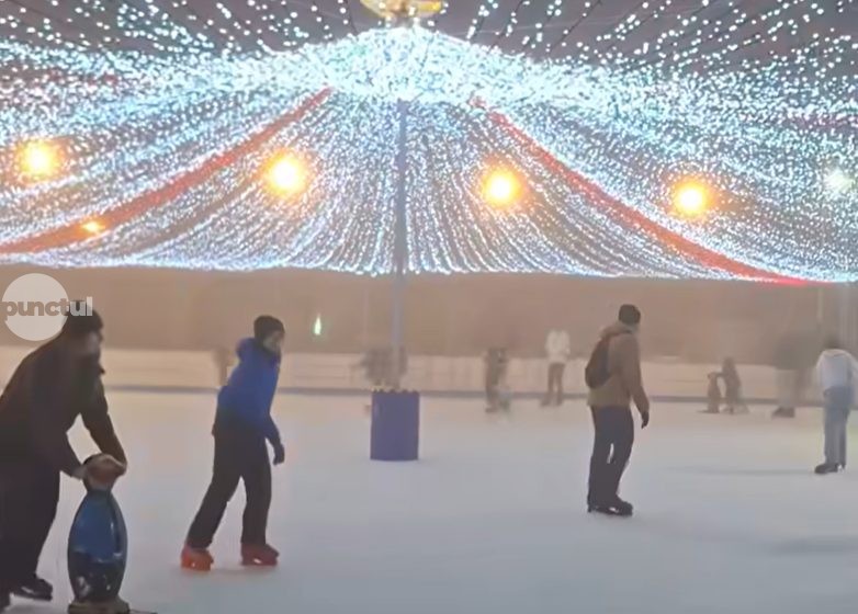 Party pe gheață cu DJ la Patinoarul din Cetatea Târgu Mureș (video)