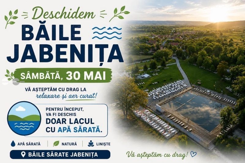 Băile Sărate Jabenița se redeschid sâmbătă, 30 mai. Deocamdată va fi accesibilă doar zona lacului sărat