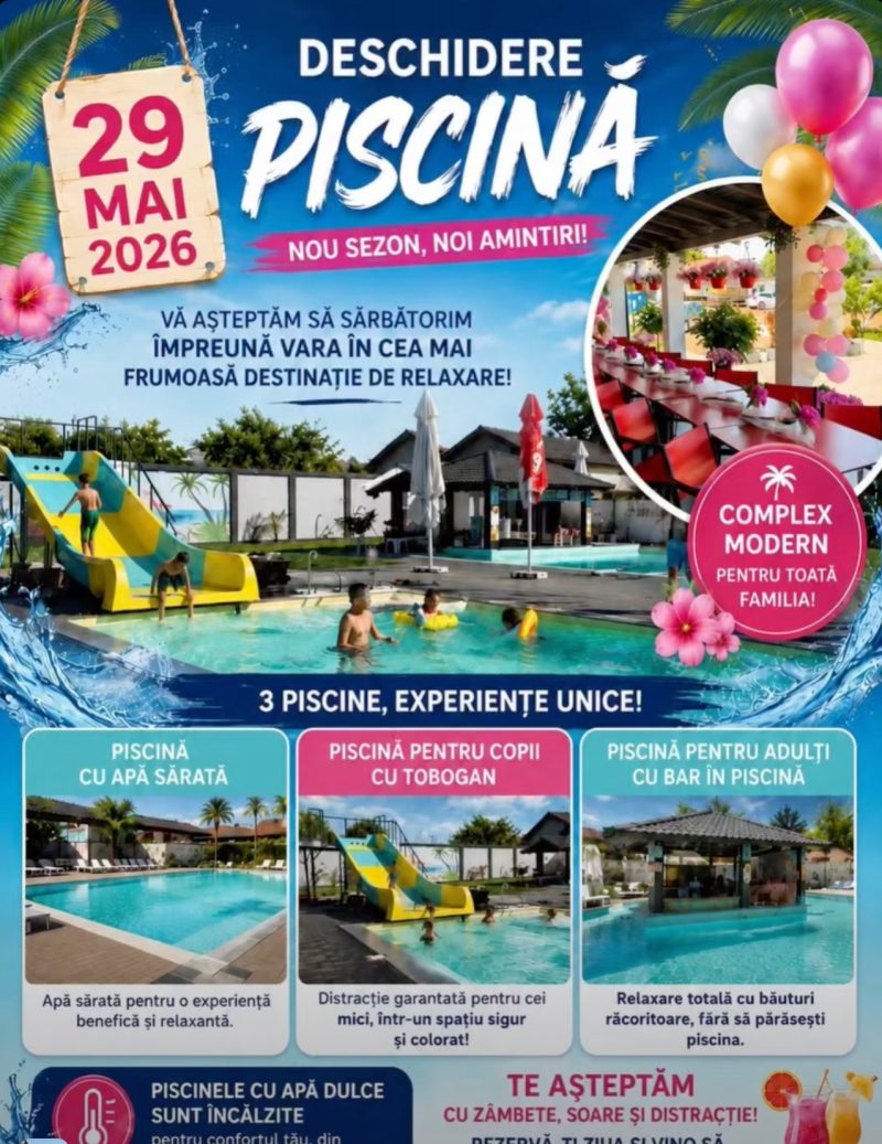 Sezonul de vară începe vineri la Sâncraiul de Mureș: un complex cu 3 piscine își deschide porțile