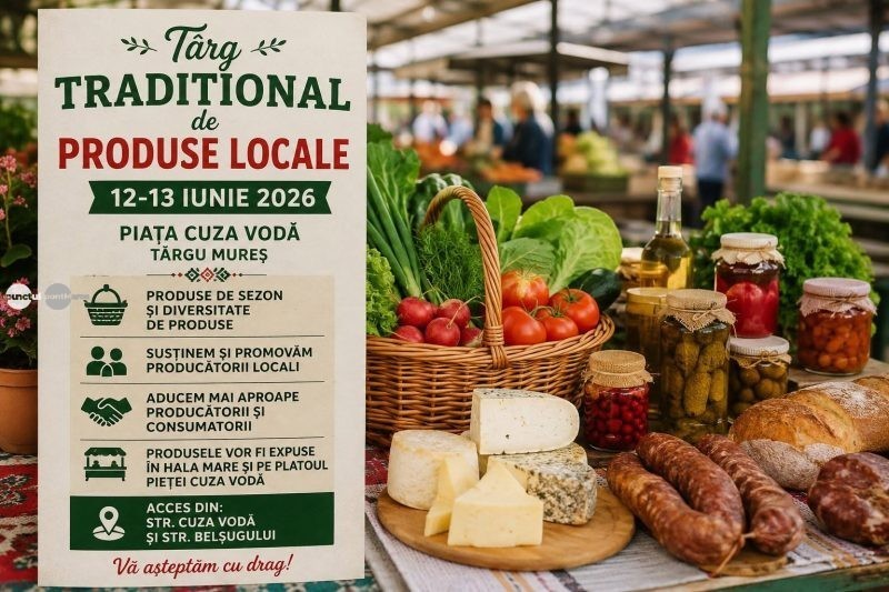 Târg Tradițional de Produse Locale, în 12 și 13 iunie, în Piața Cuza Vodă din Târgu Mureș