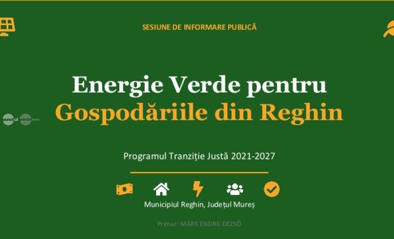 Anunt public, Selectare gospodării pentru participare la Programul Tranziție Justă 2021-2027 în vederea creării unei Comunități de Energie Regenerabilă (CER)