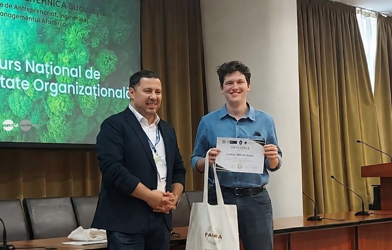 Student UMFST, premiat la Concursul Național de Sustenabilitate Organizațională