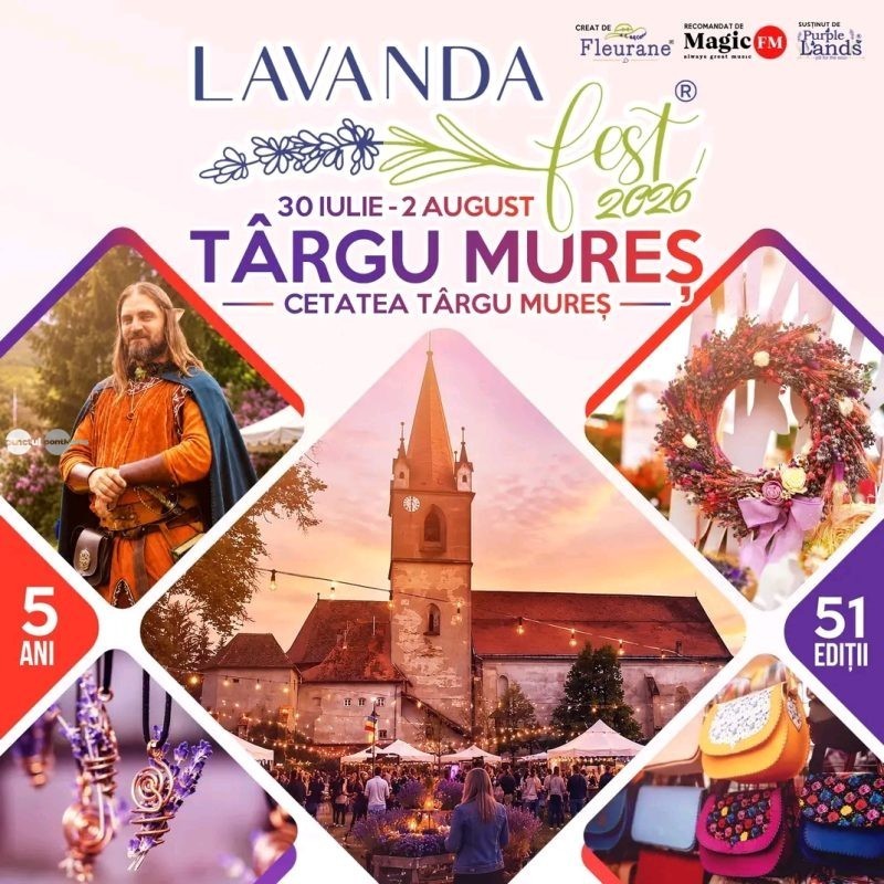 Lavanda Fest ajunge la Târgu Mureș, în Cetate, pentru prima dată în perioada 30 iulie – 2 august 2026!