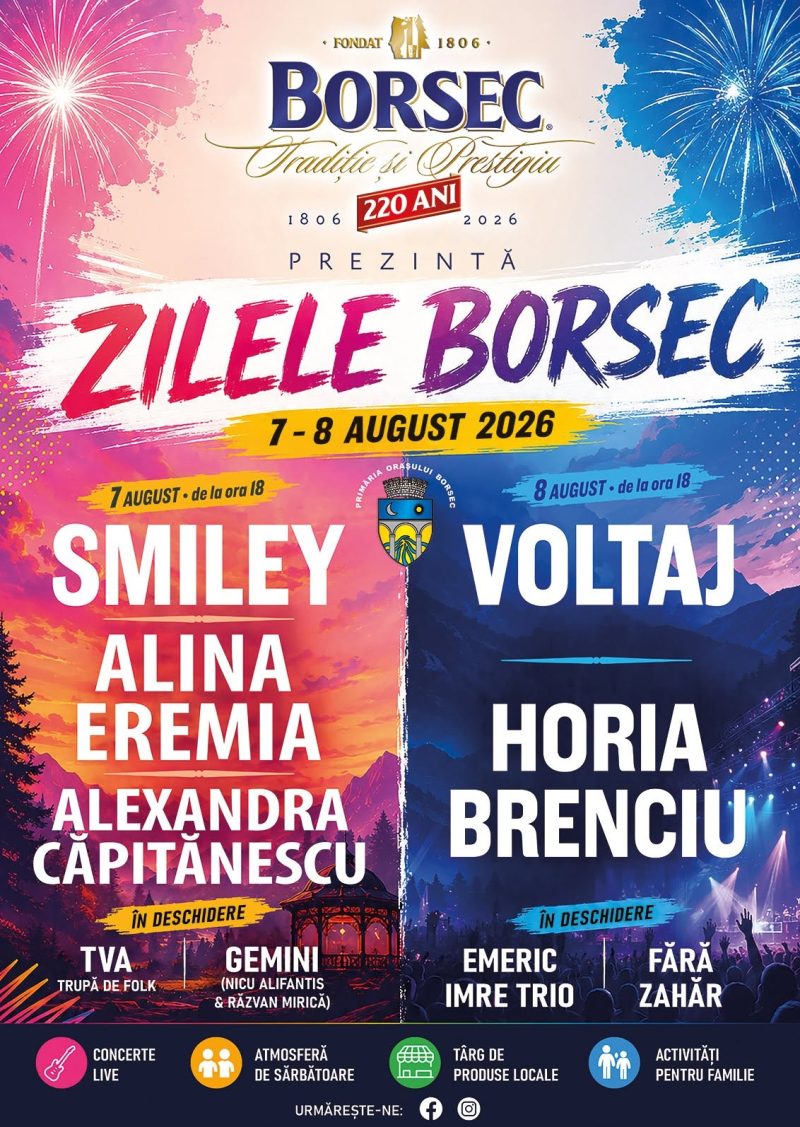 Zilele Borsec 2026 vor avea loc în 7 și 8 august, cu Smiley, Voltaj și Horia Brenciu pe scenă