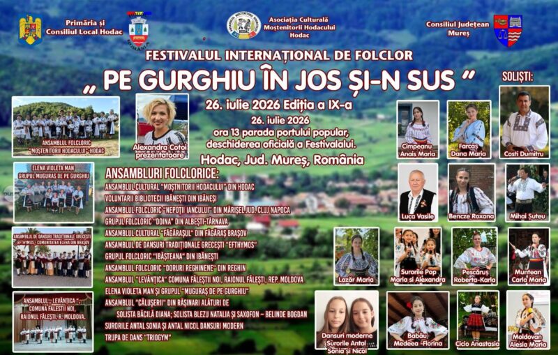 Festivalul Internațional de Folclor „Pe Gurghiu în jos și-n sus” revine la Hodac