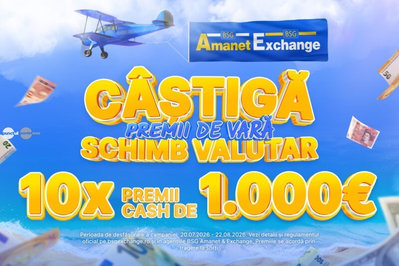 De ce să schimbi bani în altă parte? La BSG Amanet & Exchange poți câștiga 1.000 de euro cash!