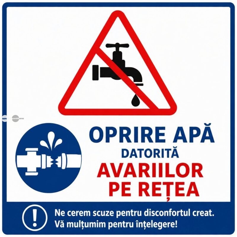 Sighișoara rămâne fără apă până în această seară, din cauza unei avarii la conducta principală