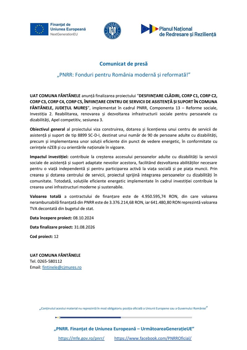 „PNRR: Fonduri pentru România modernă și reformată!”