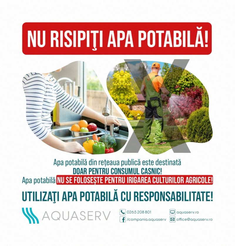 NU RISIPIȚI APA POTABILĂ!