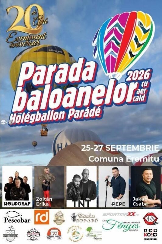 Parada Baloanelor cu Aer Cald revine la Eremitu. Concert cu Holograf și Pepe