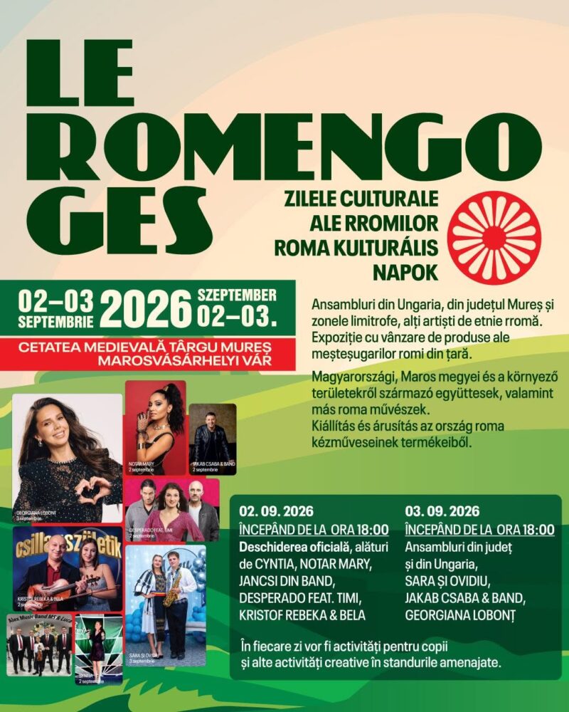 Zilele Culturale ale Romilor, în Cetatea Medievală din Târgu Mureș. Două seri de concerte, tradiții și spectacole