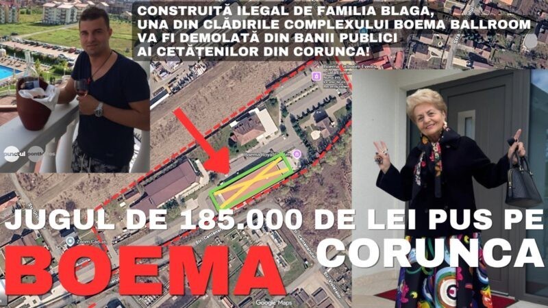 Una din sălile complexului Boema va fi demolată din banii publici ai comunității Corunca. Familia Blaga a construit-o ilegal!