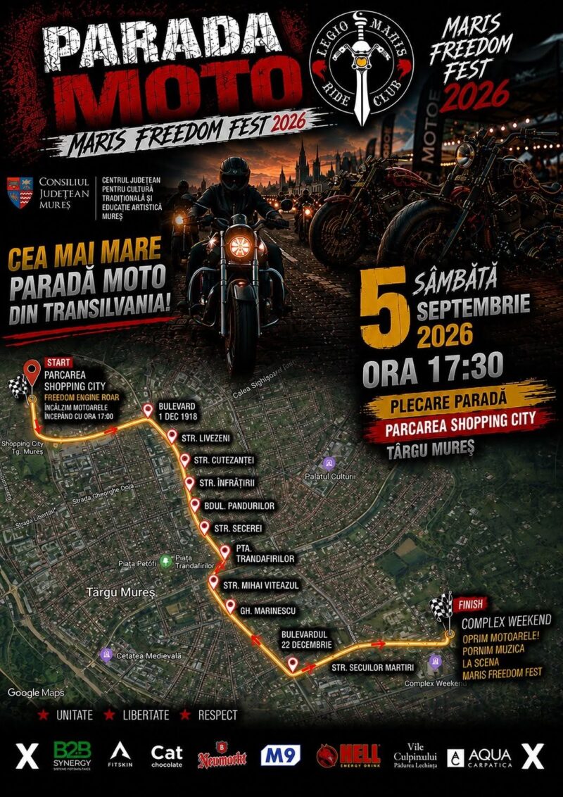 Parada Moto Maris Freedom Fest va traversa Târgu Mureșul. Traseul complet