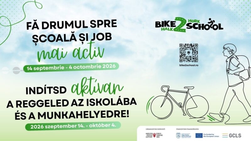 Șapte școli din Târgu Mureș participă la campania „Bike/Walk 2 School” din acest an