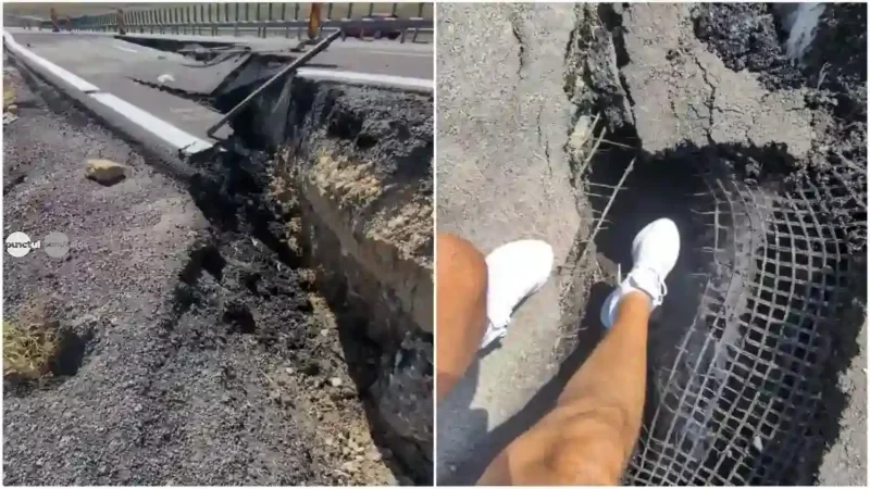 Surparea de pe Autostrada A10 Sebeș–Turda se agravează. Carosabilul și terasamentul, afectate la kilometrul 66