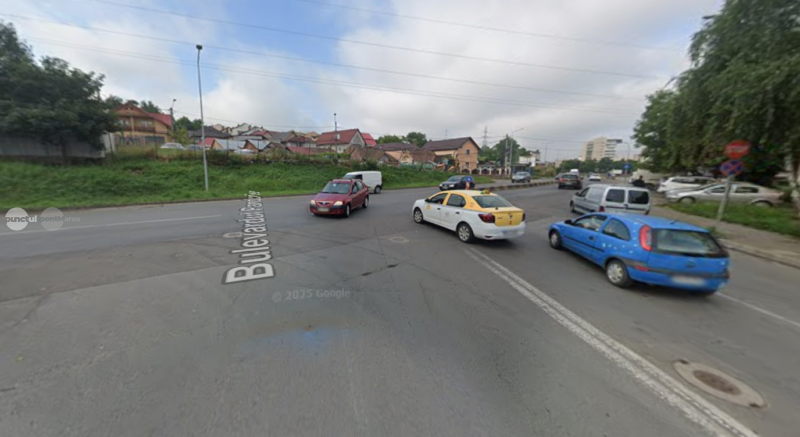 Intersecția cu prioritate „din milă” la Târgu Mureș. Ieșirea de pe Bvd. Pandurilor pe Calea Sighișoarei