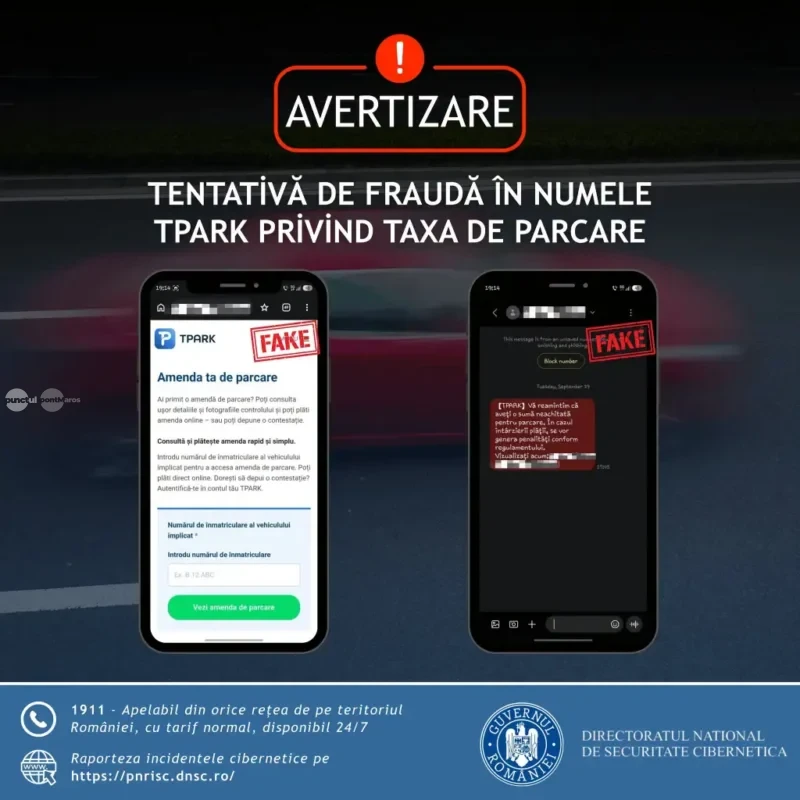 Alertă pentru șoferi: SMS-uri false trimise în numele TPARK. Escrocii cer plata unor presupuse datorii pentru parcare
