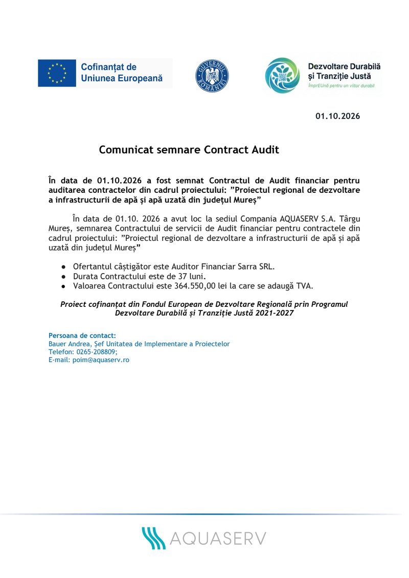 Comunicat semnare Contract Audit